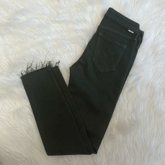 Mother Looker Ankle Fray Skinny Just For Kicks Emerald Green Denim Jeans Size 25 - Picture 9 of 16